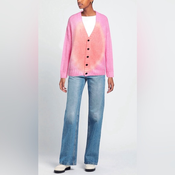 NEW MSGM Gradient Mohair Tie Dye Button Down Cardigan Oversized Sweater L - Picture 2 of 14
